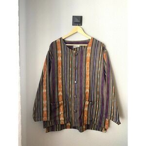 Chico's Design vintage Button jacket Med/Large stripes southwest Multi colors